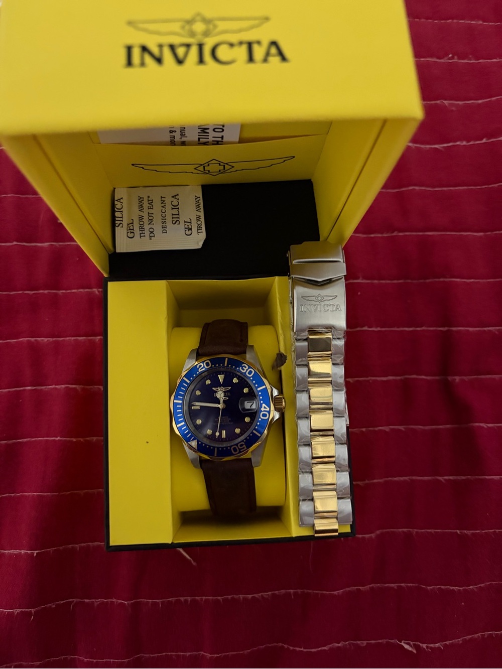 Invicta Blue Dial Dive Watch with Brown Strap and Two-Tone Bracelet - Picture 3 of 3